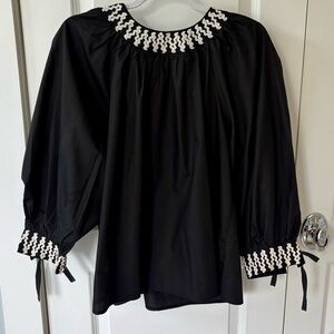 Entro Black Blouse with White Accents